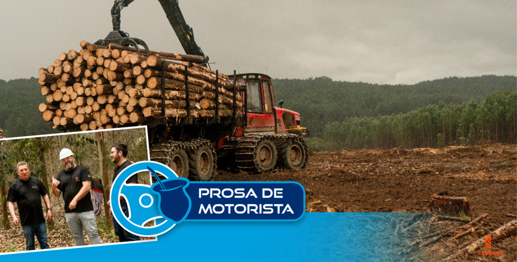 Fotografia ilustrativa de transporte hortoflorestal de caminhões